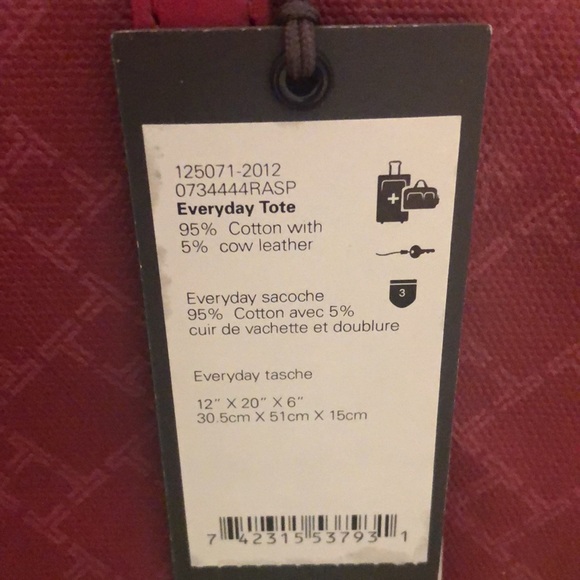 Tumi Bags New Tumi Tote Raspberry Color Light Weight Poshmark